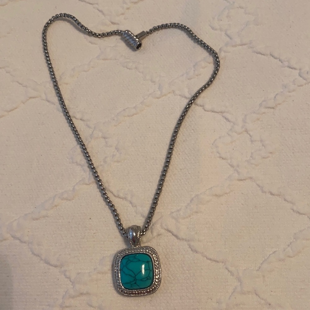 18 inch Turquoise color on a silver chain